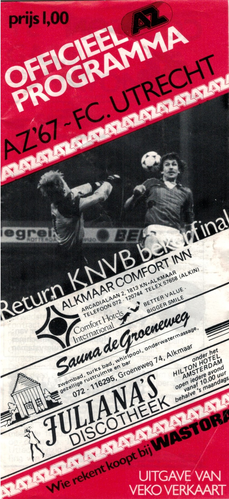AZ Programma 18-mei-1982 Utrecht thuis Bekerfinale